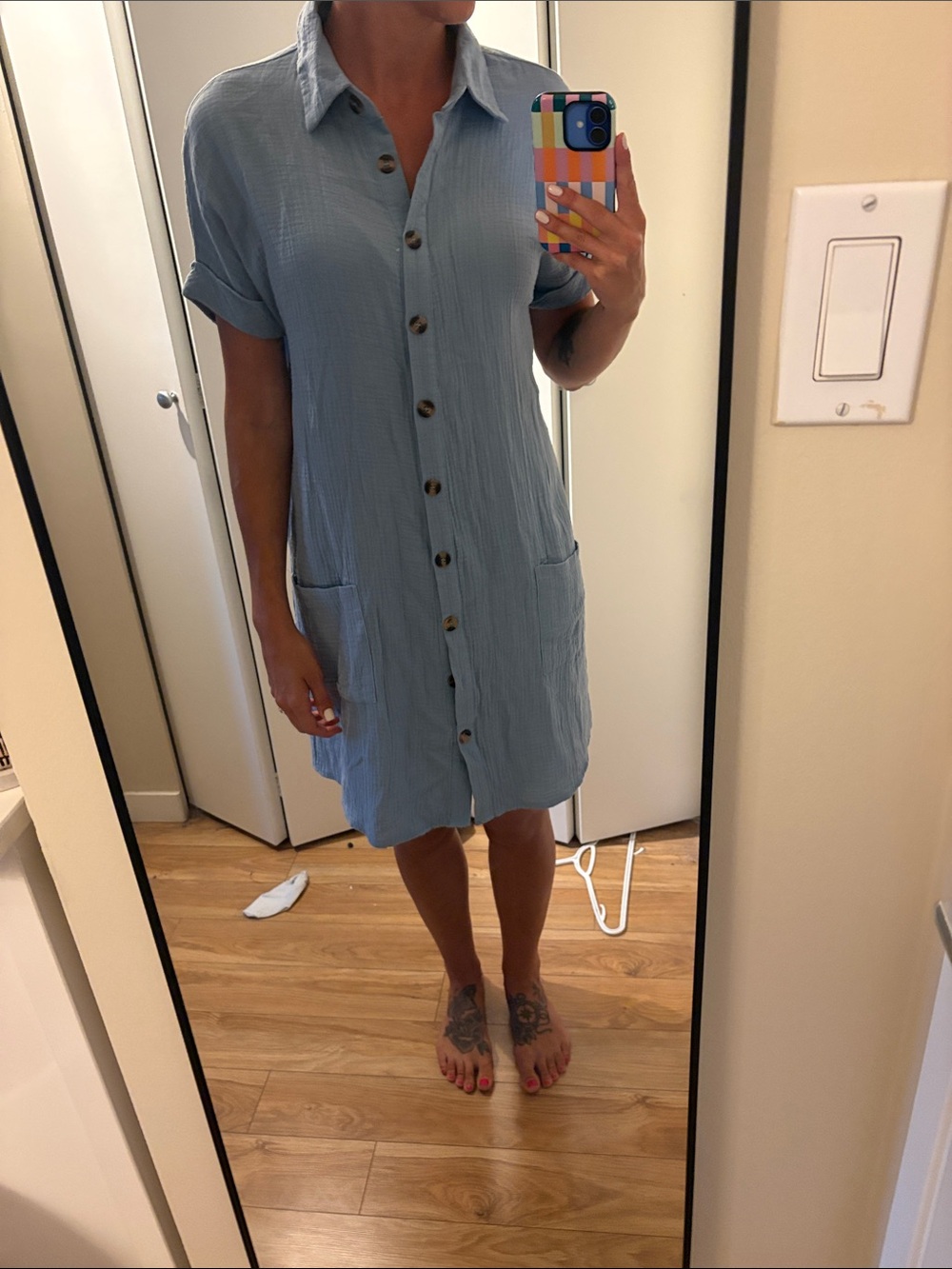 Casual Button Womens TShirt Collared dress